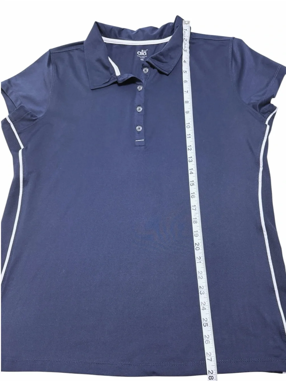 ALO Sport CoolFit Performance Polo Navy Blue White Short Sleeve Size XXL